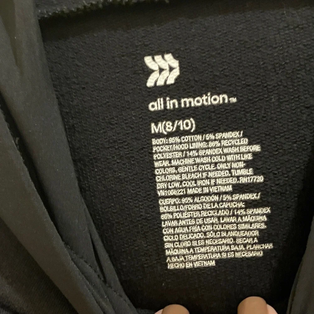 All in Motion Black Hoodie Youth Medium Unisex Pullover Kangaroo Pocket Active
